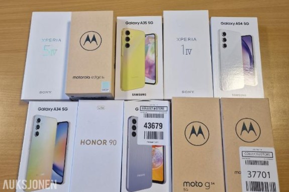 Nyere mobiler Samsung, Motorola, Honor og sony - ingen minstepris